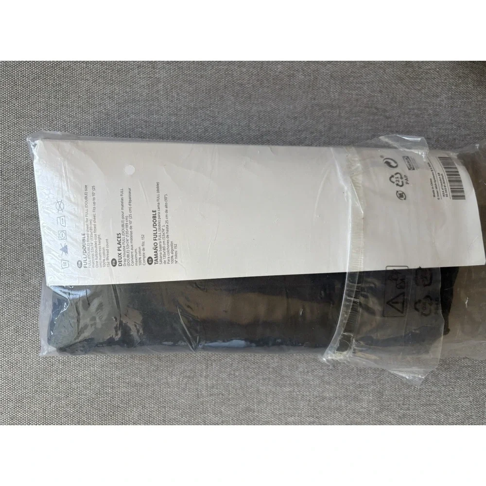 Ikea DVALA Full/Double Flat & Fitted Sheet Black Cotton